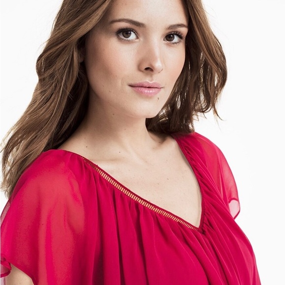 WHBM - Ruffled Flounced Overlayed Rosey Top - Size Medium - Picture 3 of 9